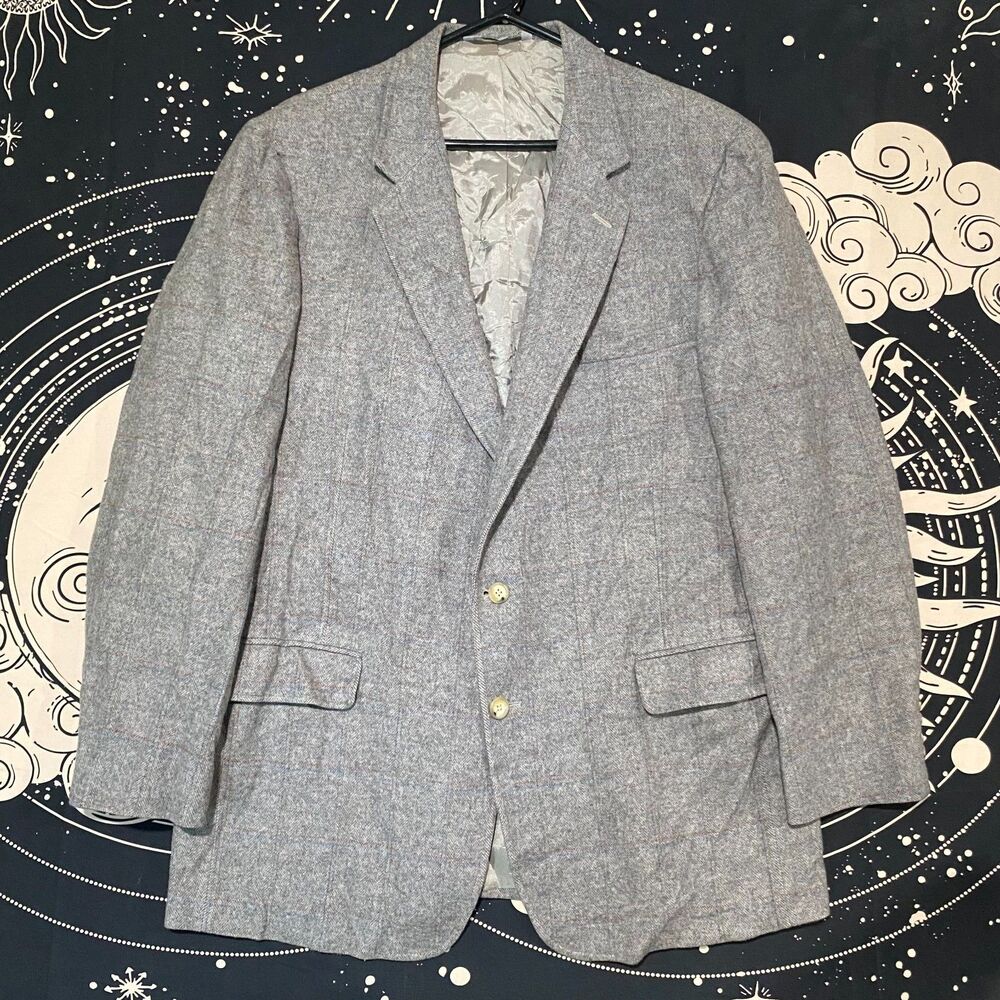 VTG Ross & Cromarty Sport Coat Men's Gray Herringbone Suit Jacket Business USA